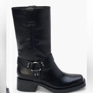 Steve Madden Black Leather Combat Moto Boots